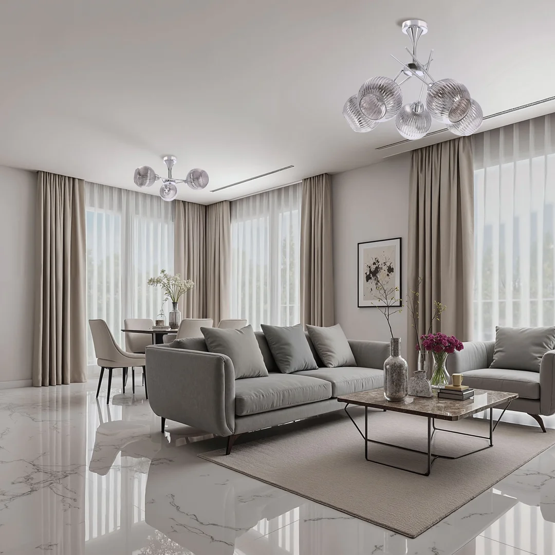 Lampa wisząca CESAR srebrna 5x40W E27 nowoczesna elegancja do salonu jadalni sypialni — zdjęcie 2