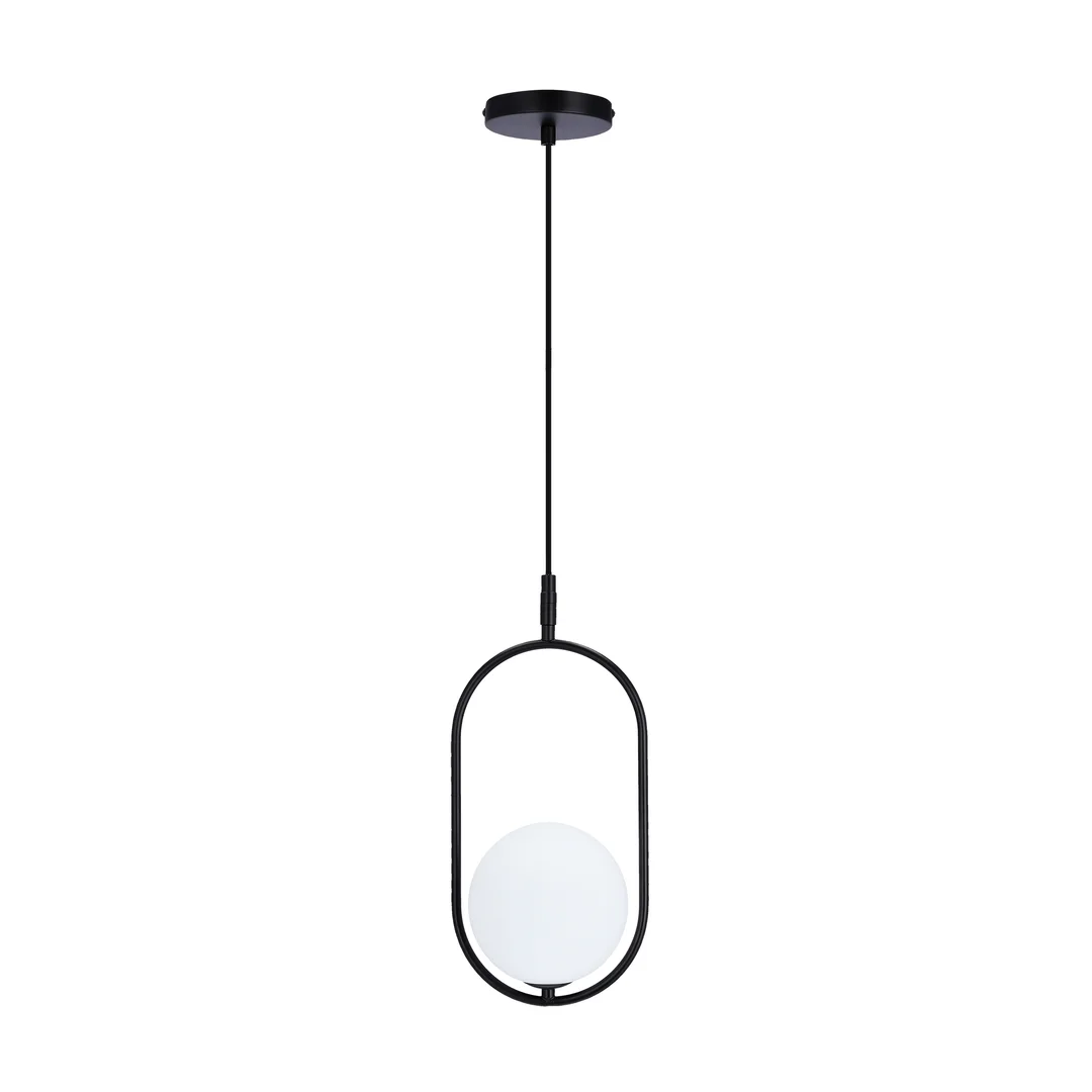 Lampa wisząca CORDEL elegancka - czarna z białym kloszem kulką - nowoczesne oświetlenie salonu i łazienki 1x G9 LED — zdjęcie 2