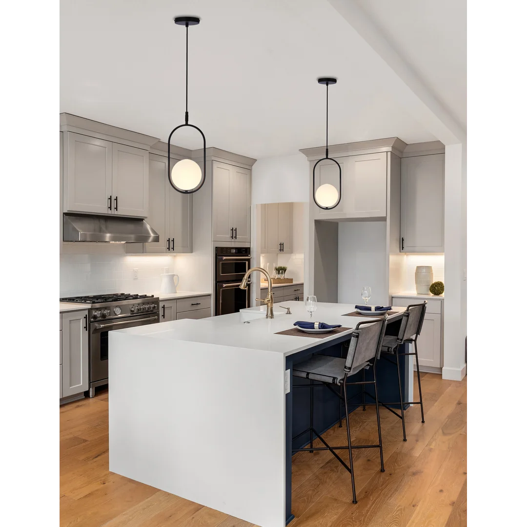 Lampa wisząca CORDEL elegancka - czarna z białym kloszem kulką - nowoczesne oświetlenie salonu i łazienki 1x G9 LED — zdjęcie 11