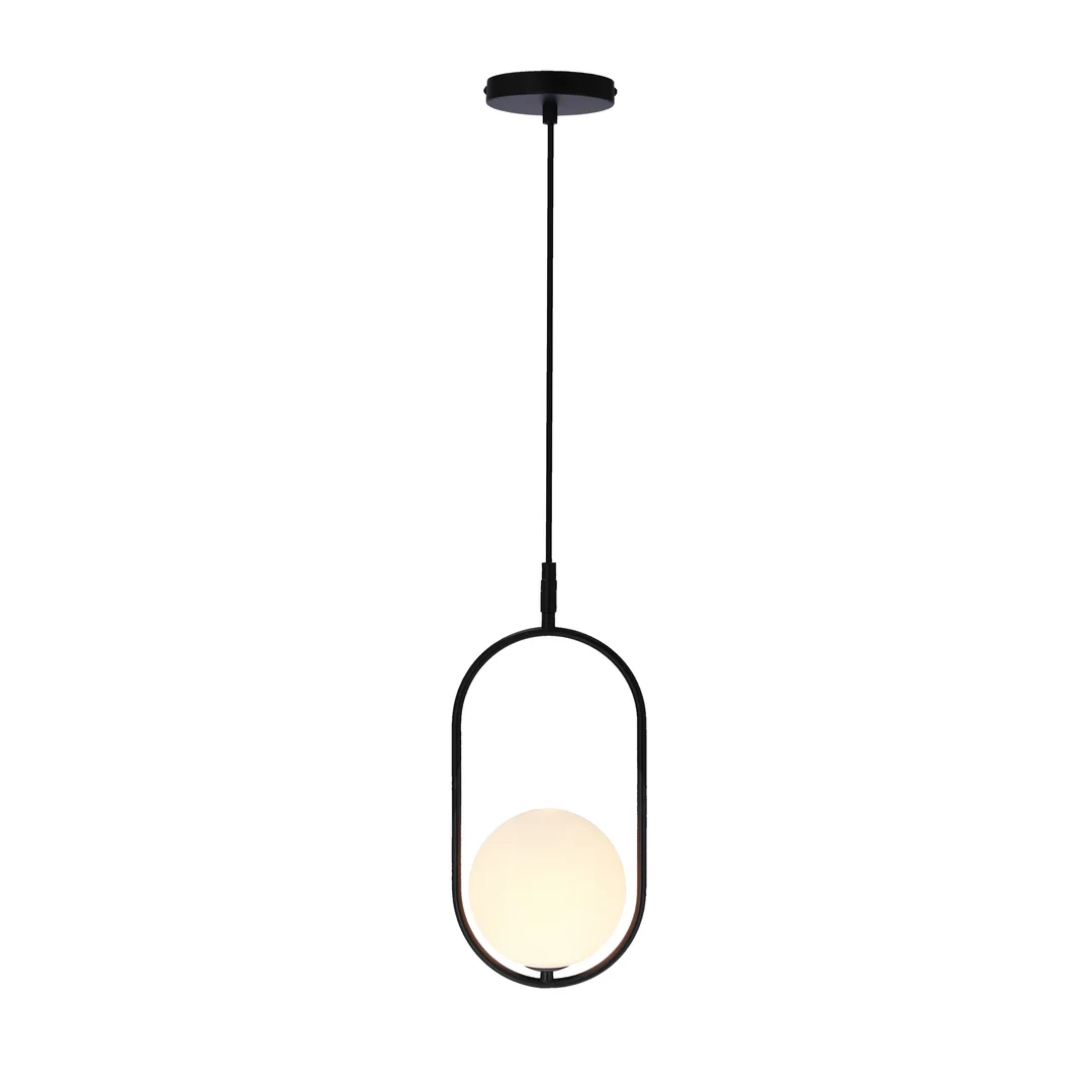 Lampa wisząca CORDEL elegancka - czarna z białym kloszem kulką - nowoczesne oświetlenie salonu i łazienki 1x G9 LED — zdjęcie 3
