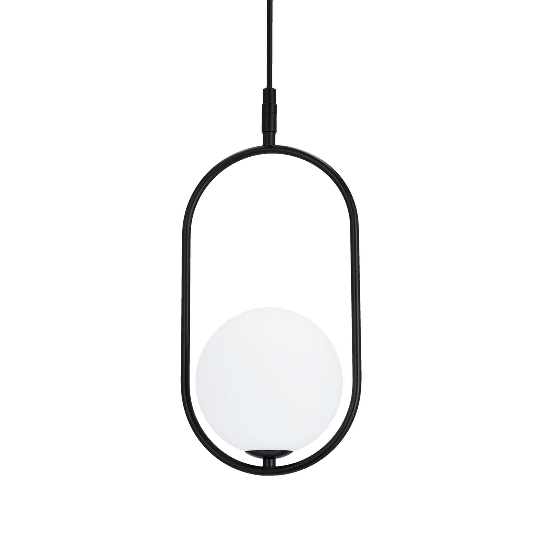 Lampa wisząca CORDEL elegancka - czarna z białym kloszem kulką - nowoczesne oświetlenie salonu i łazienki 1x G9 LED — zdjęcie 4