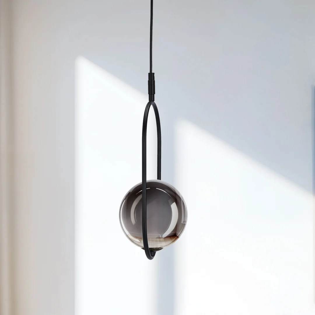 Lampa wisząca CORDEL elegancka - czarna z grafitowym kloszem kulką - nowoczesne oświetlenie salonu i łazienki 1x G9 LED — zdjęcie 4