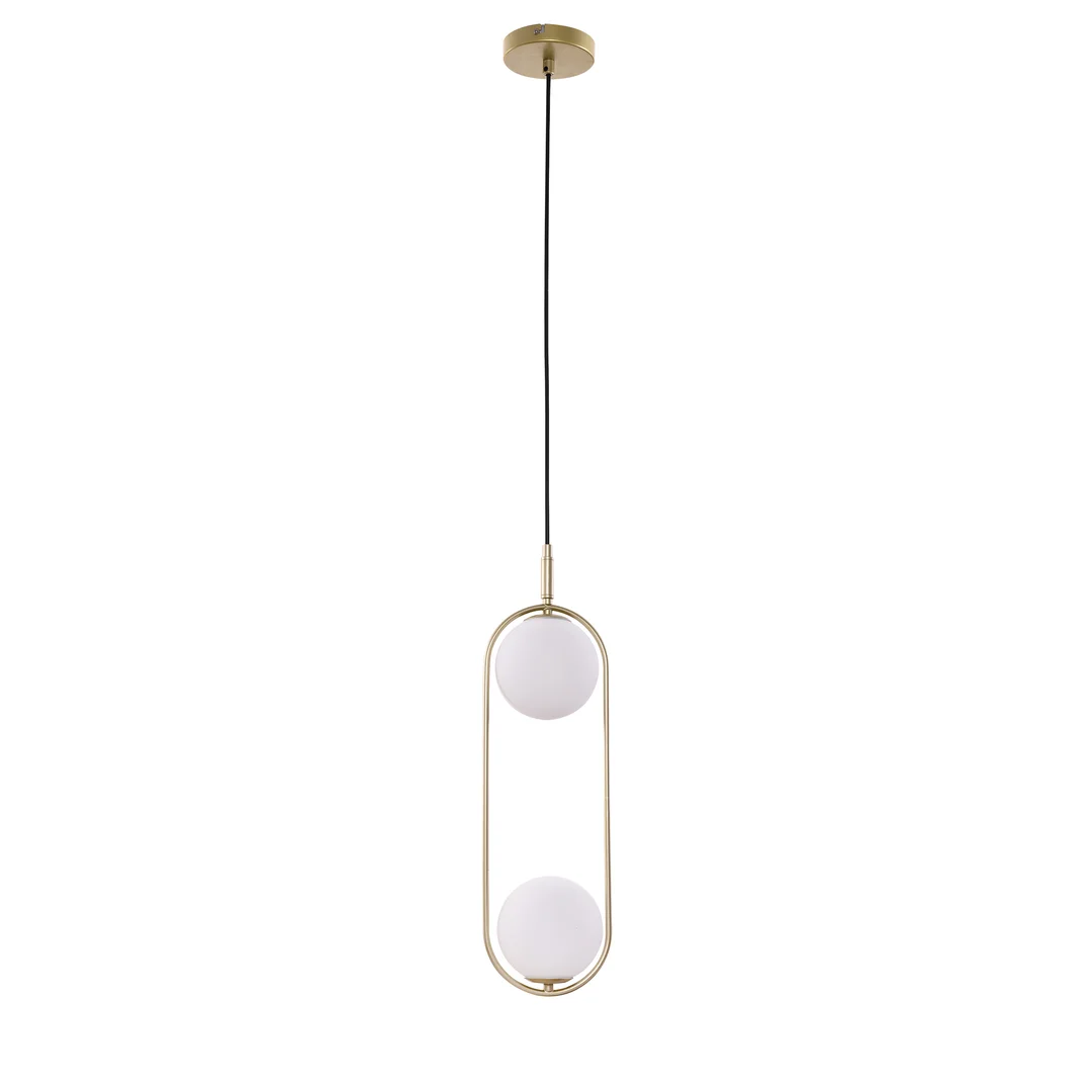 Lampa wisząca CORDEL elegancka - złoty mosiądz z białymi kloszami kulkami - nowoczesne oświetlenie salonu 2x G9 LED — zdjęcie 11