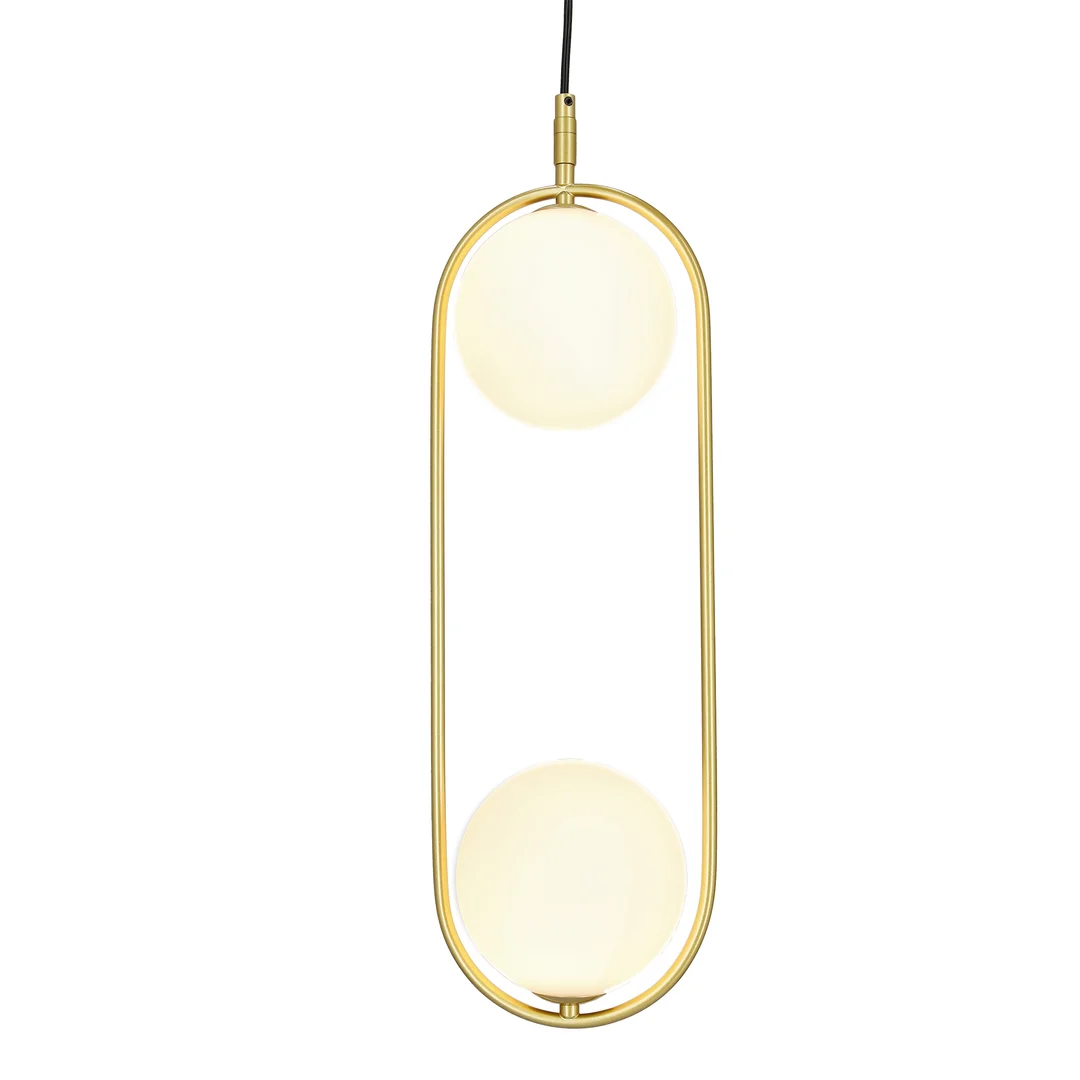 Lampa wisząca CORDEL elegancka - złoty mosiądz z białymi kloszami kulkami - nowoczesne oświetlenie salonu 2x G9 LED — zdjęcie 4