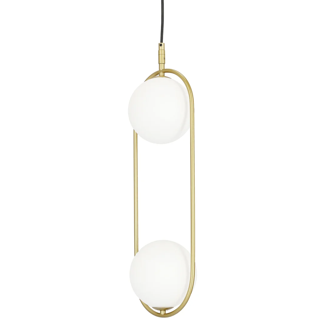 Lampa wisząca CORDEL elegancka - złoty mosiądz z białymi kloszami kulkami - nowoczesne oświetlenie salonu 2x G9 LED — zdjęcie 7
