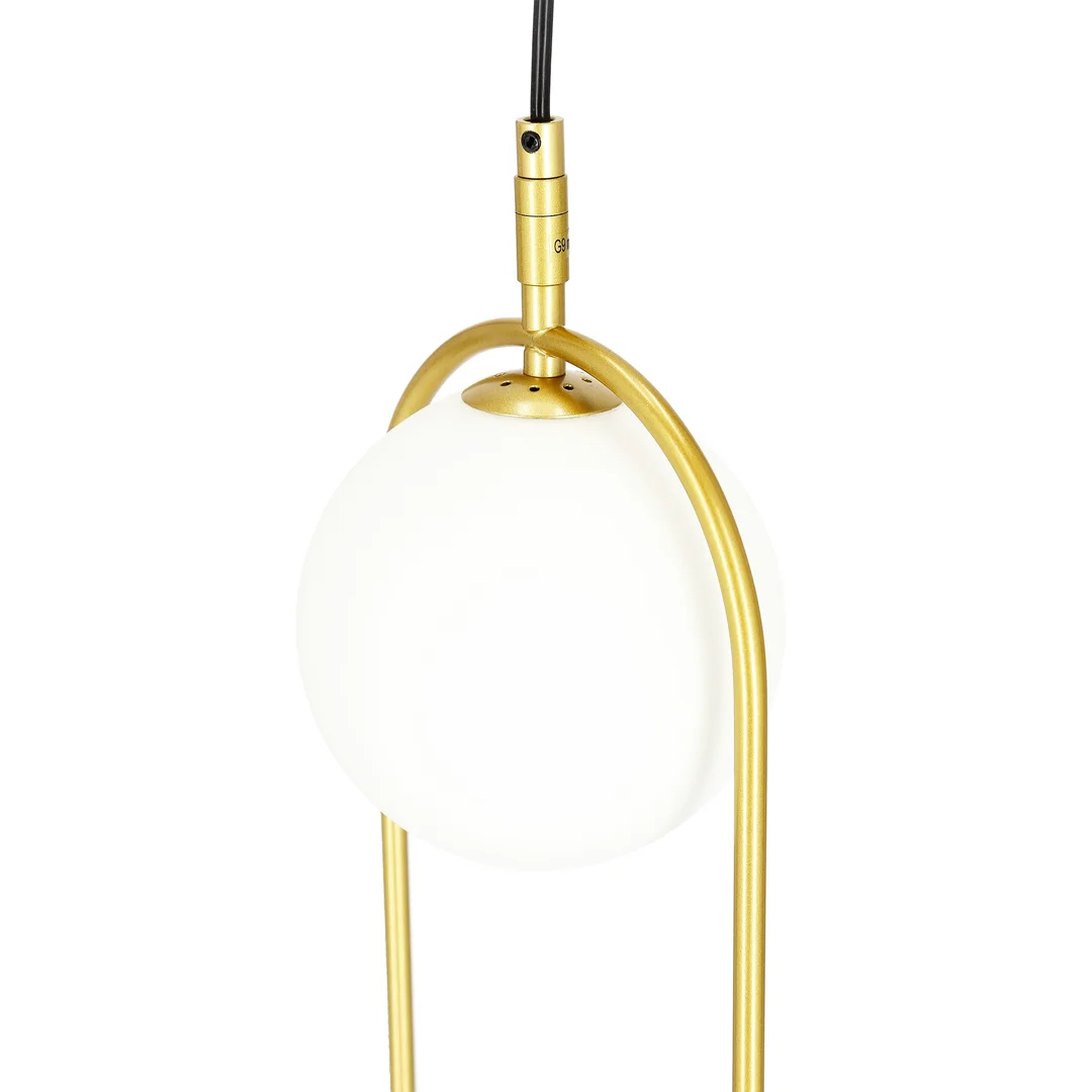Lampa wisząca CORDEL elegancka - złoty mosiądz z białymi kloszami kulkami - nowoczesne oświetlenie salonu 2x G9 LED — zdjęcie 9
