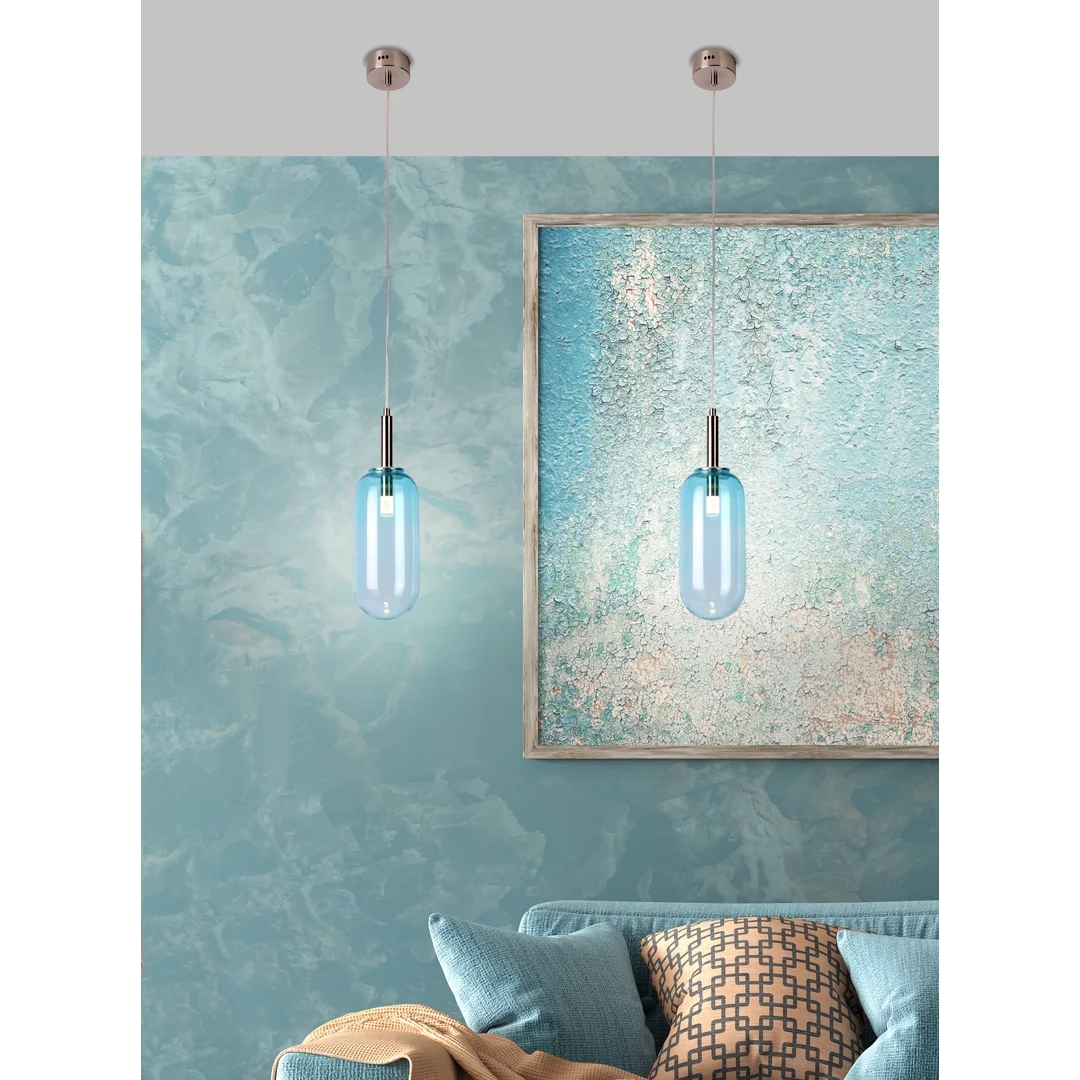 LAMPA WISZĄCA FIUGGI 1 NIEBIESKI — zdjęcie 3