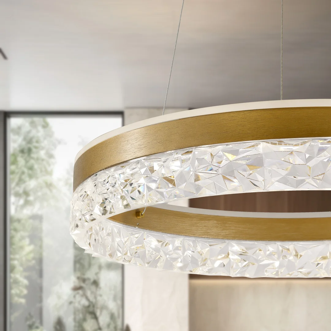 Lampa wisząca FROZI w stylu glamour – złoty klosz z kryształkami – eleganckie i nowoczesne oświetlenie salonu LED — zdjęcie 2