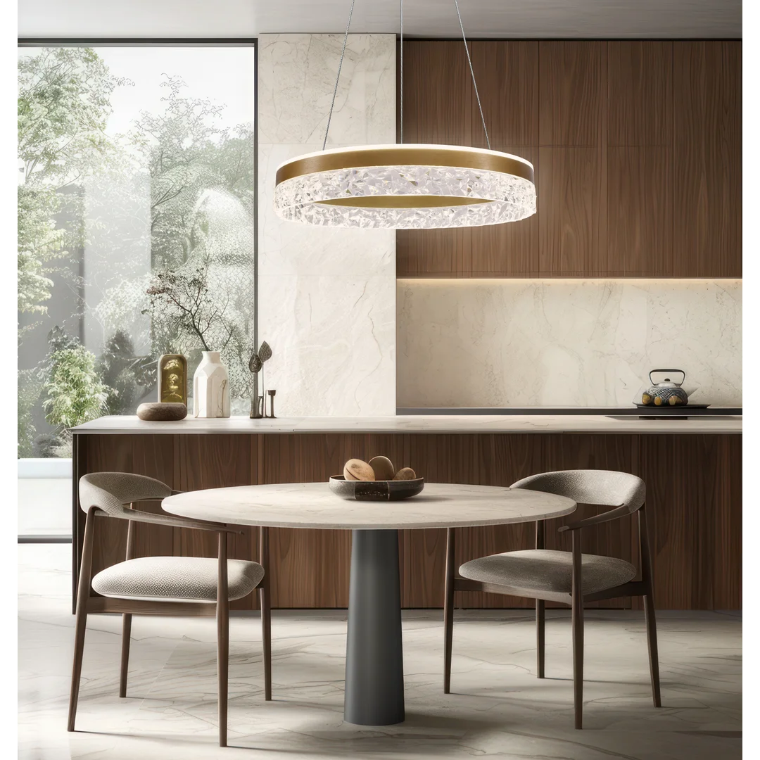 Lampa wisząca FROZI w stylu glamour – złoty klosz z kryształkami – eleganckie i nowoczesne oświetlenie salonu LED — zdjęcie 4