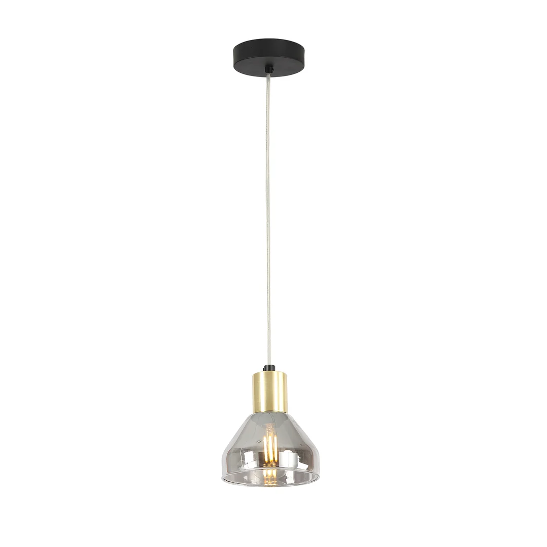LAMPA WISZĄCA GREGORY CZARNY BRĄZ 1X40W E14 KLOSZ DYMIONY — zdjęcie 11