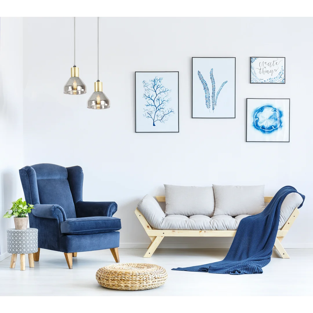 LAMPA WISZĄCA GREGORY CZARNY BRĄZ 1X40W E14 KLOSZ DYMIONY — zdjęcie 12