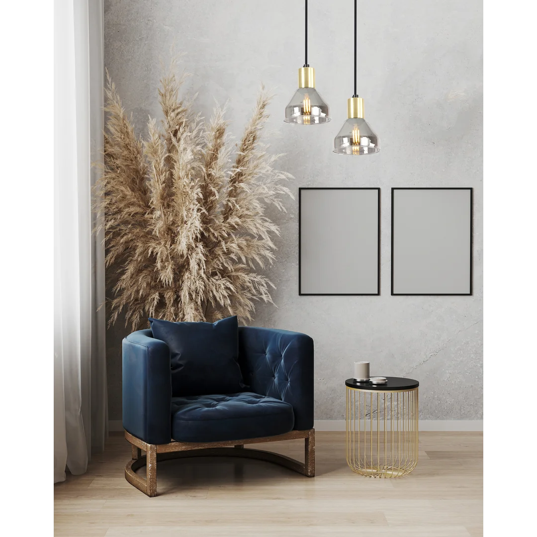 LAMPA WISZĄCA GREGORY CZARNY BRĄZ 1X40W E14 KLOSZ DYMIONY — zdjęcie 3