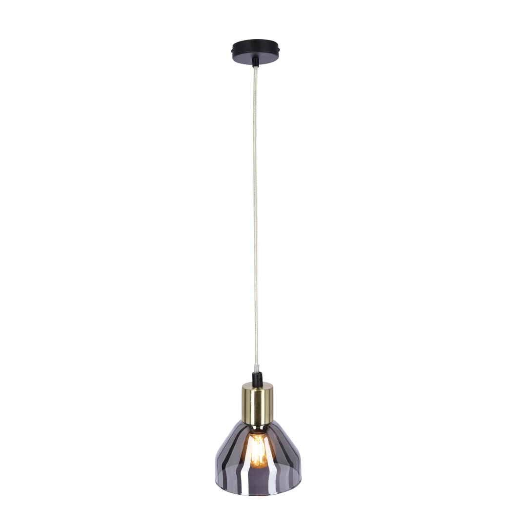LAMPA WISZĄCA GREGORY CZARNY BRĄZ 1X40W E14 KLOSZ DYMIONY — zdjęcie 9