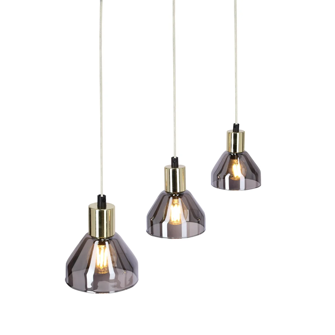 LAMPA WISZĄCA GREGORY CZARNY BRĄZ 3X40W E14 KLOSZ DYMIONY — zdjęcie 10