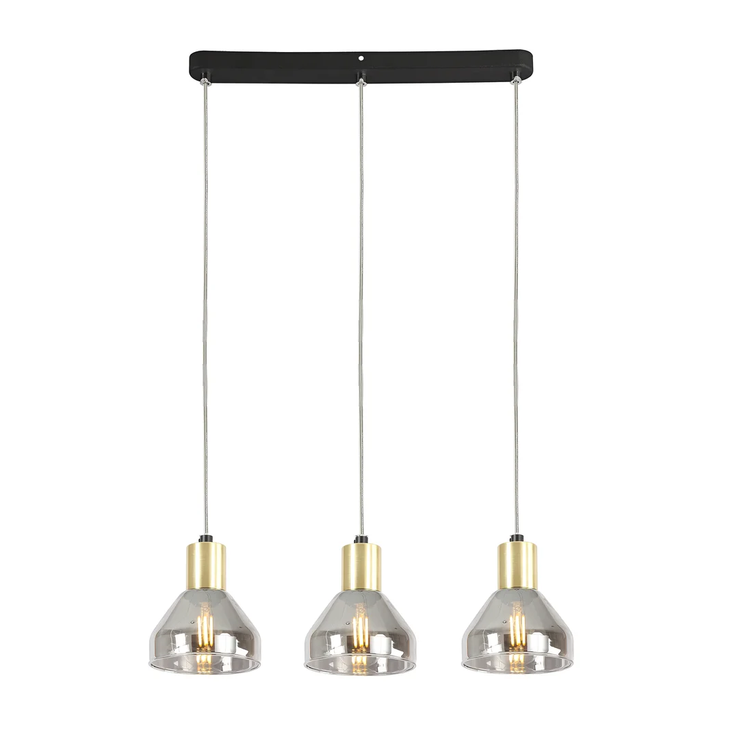 LAMPA WISZĄCA GREGORY CZARNY BRĄZ 3X40W E14 KLOSZ DYMIONY — zdjęcie 11
