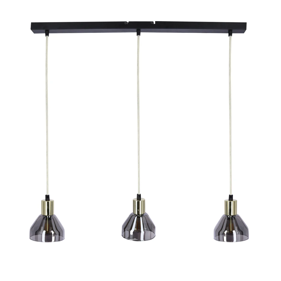 LAMPA WISZĄCA GREGORY CZARNY BRĄZ 3X40W E14 KLOSZ DYMIONY — zdjęcie 3
