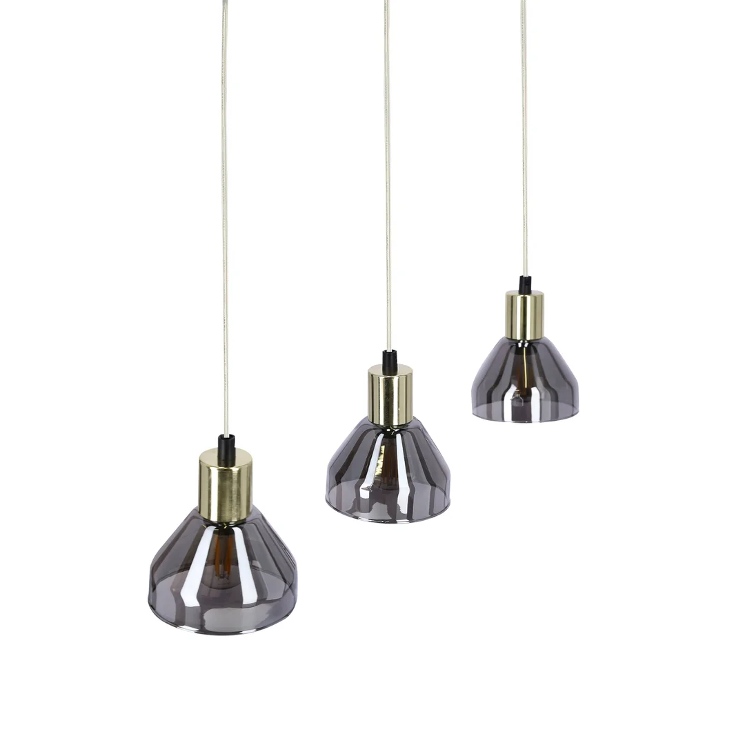 LAMPA WISZĄCA GREGORY CZARNY BRĄZ 3X40W E14 KLOSZ DYMIONY — zdjęcie 8