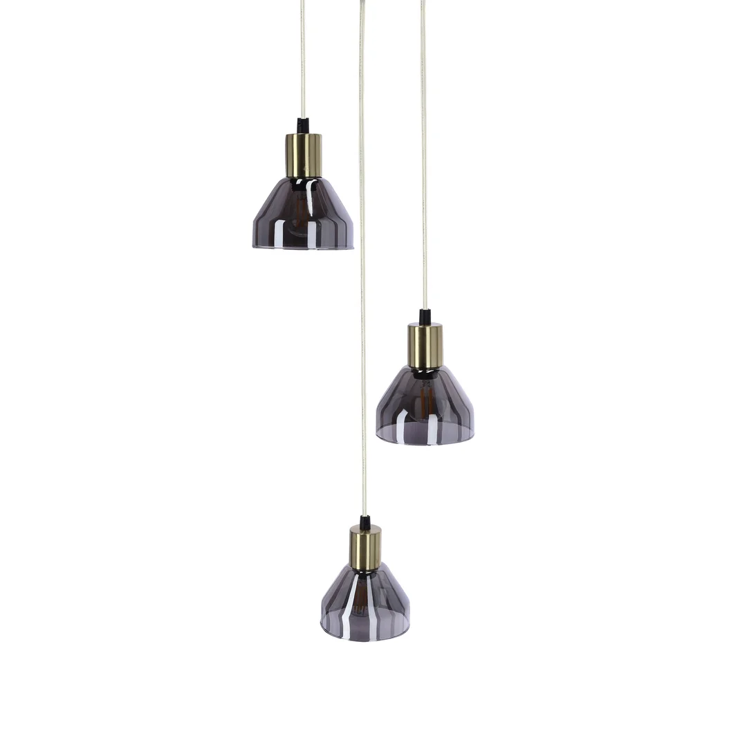 LAMPA WISZĄCA GREGORY TALERZ CZARNY BRĄZ 3X40W E14 KLOSZ DYMIONY — zdjęcie 9