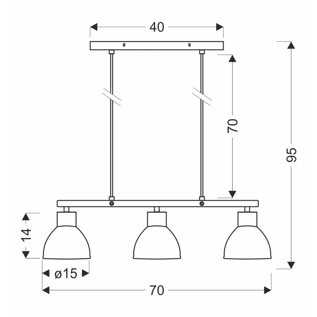 Lampa wisząca INEZZ 3x60W E27 czarna, nowoczesna oprawa sufitowa z trzema kloszami do salonu, jadalni lub kuchni, styl loft i industrial — zdjęcie 2