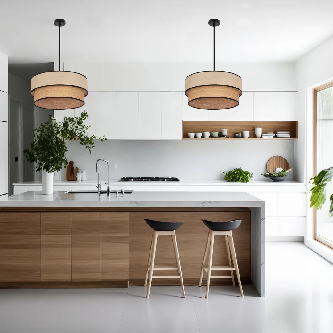 Lampa wisząca LORENZO l 1x60W E27 abażury kremowe lampa do sypialni, salonu, nowoczena eco — zdjęcie 3