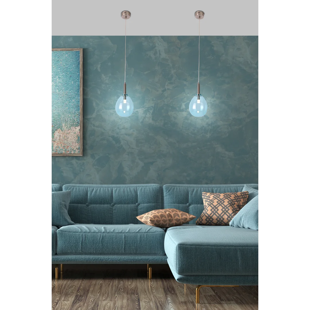 LAMPA WISZĄCA LUKKA 1 CHROMOWY NIEBIESKI — zdjęcie 2