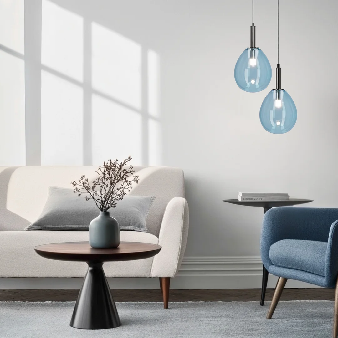LAMPA WISZĄCA LUKKA 1 CHROMOWY NIEBIESKI — zdjęcie 4