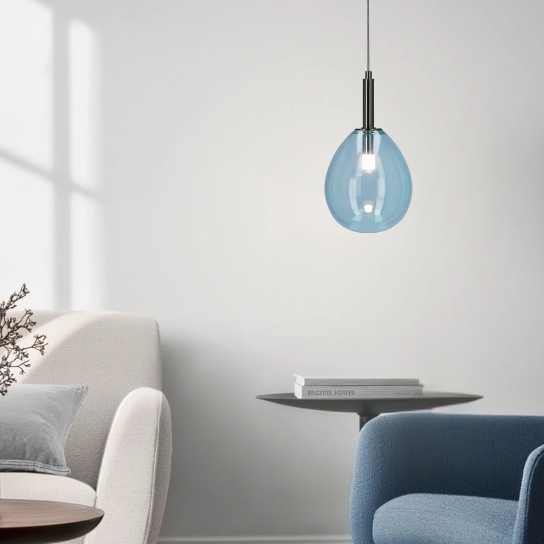 LAMPA WISZĄCA LUKKA 1 CHROMOWY NIEBIESKI — zdjęcie 5