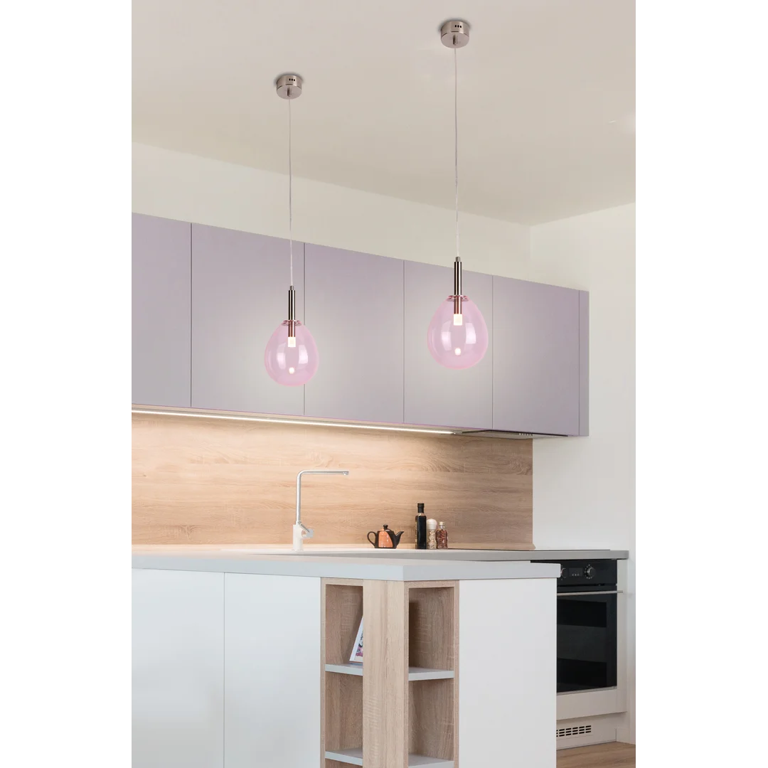 LAMPA WISZĄCA LUKKA 1 CHROMOWY RÓŻOWY — zdjęcie 3