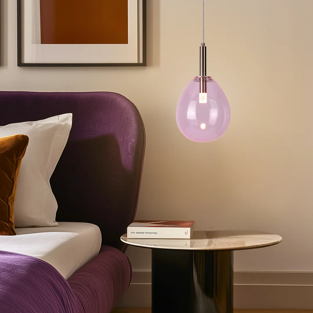 LAMPA WISZĄCA LUKKA 1 CHROMOWY RÓŻOWY — zdjęcie 4