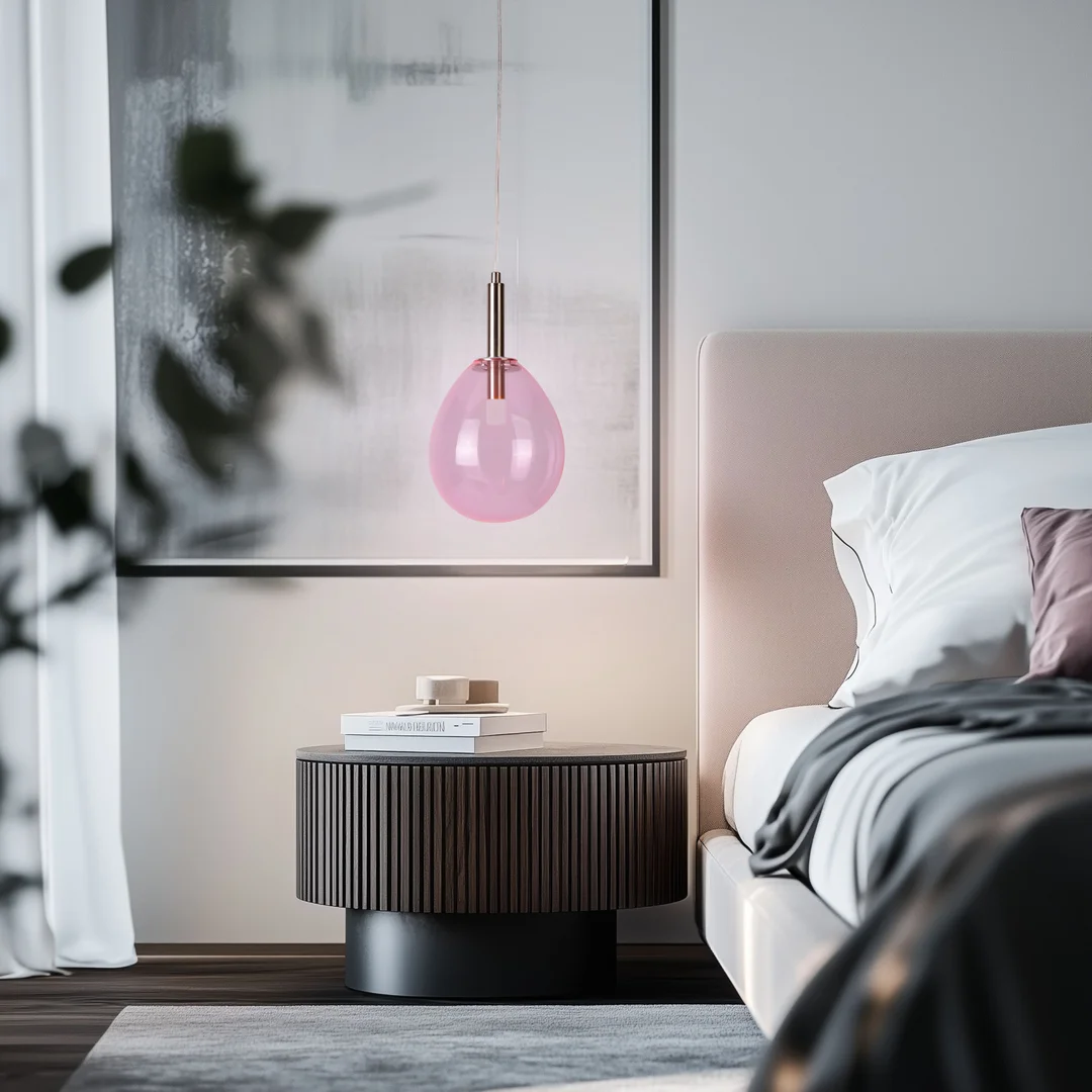 LAMPA WISZĄCA LUKKA 1 CHROMOWY RÓŻOWY — zdjęcie 5