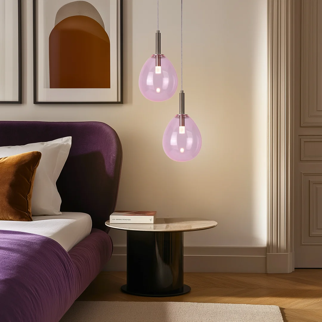 LAMPA WISZĄCA LUKKA 1 CHROMOWY RÓŻOWY — zdjęcie 6