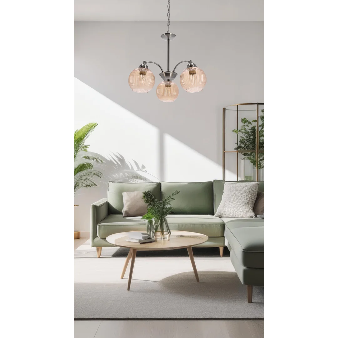Lampa wisząca MEDINA srebrna 3x60W E27klasyczna elegancja do salonu jadalni — zdjęcie 2