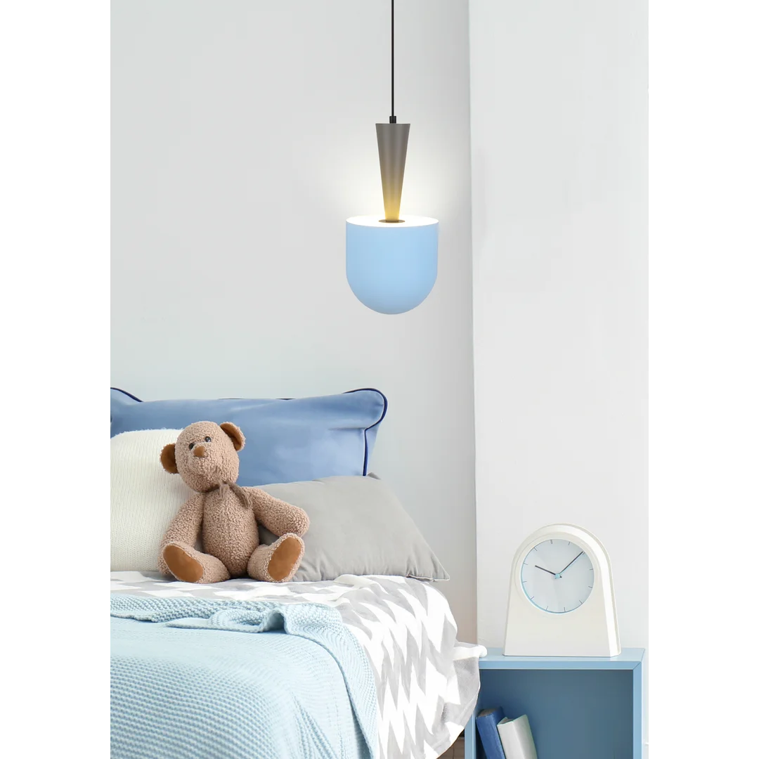 LAMPA WISZĄCA VISBY 1 NIEBIESKI SZARY — zdjęcie 2