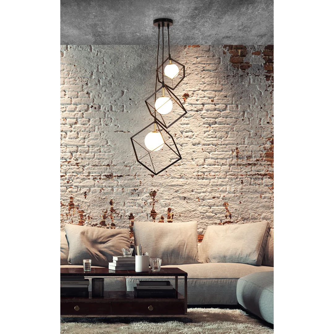 LAMPA WISZACA WEERT 3 CZARNY ZŁOTY 120x20x28 — zdjęcie 4