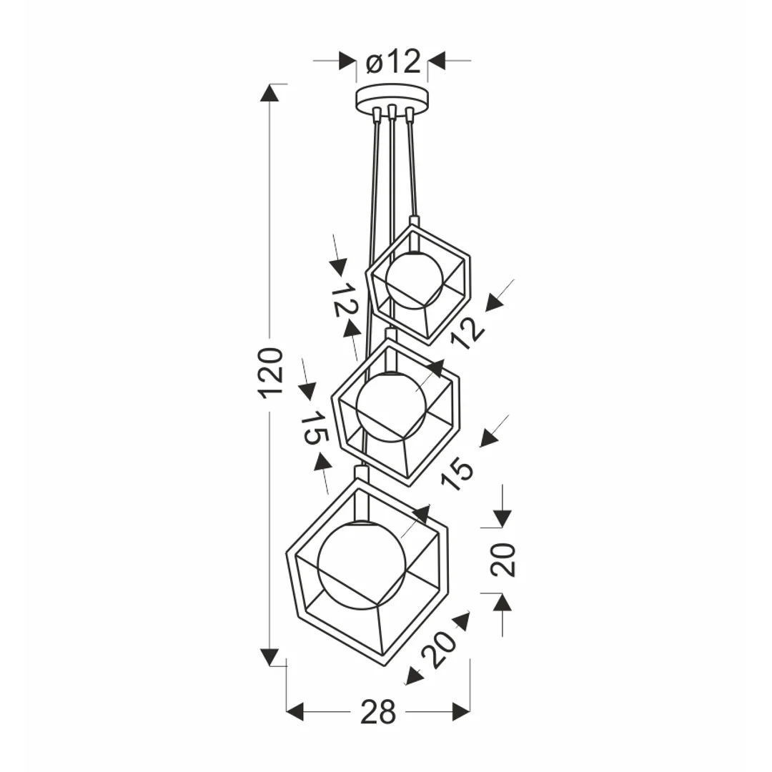 LAMPA WISZACA WEERT 3 CZARNY ZŁOTY 120x20x28 — zdjęcie 6