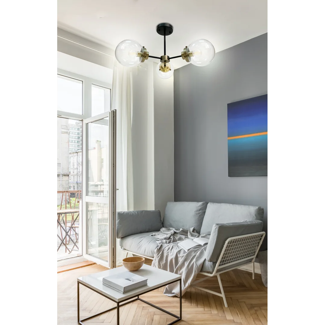 Lens lampa sufitowa czarny+patynowy 3x40w e14 klosz bezbarwny — zdjęcie 2