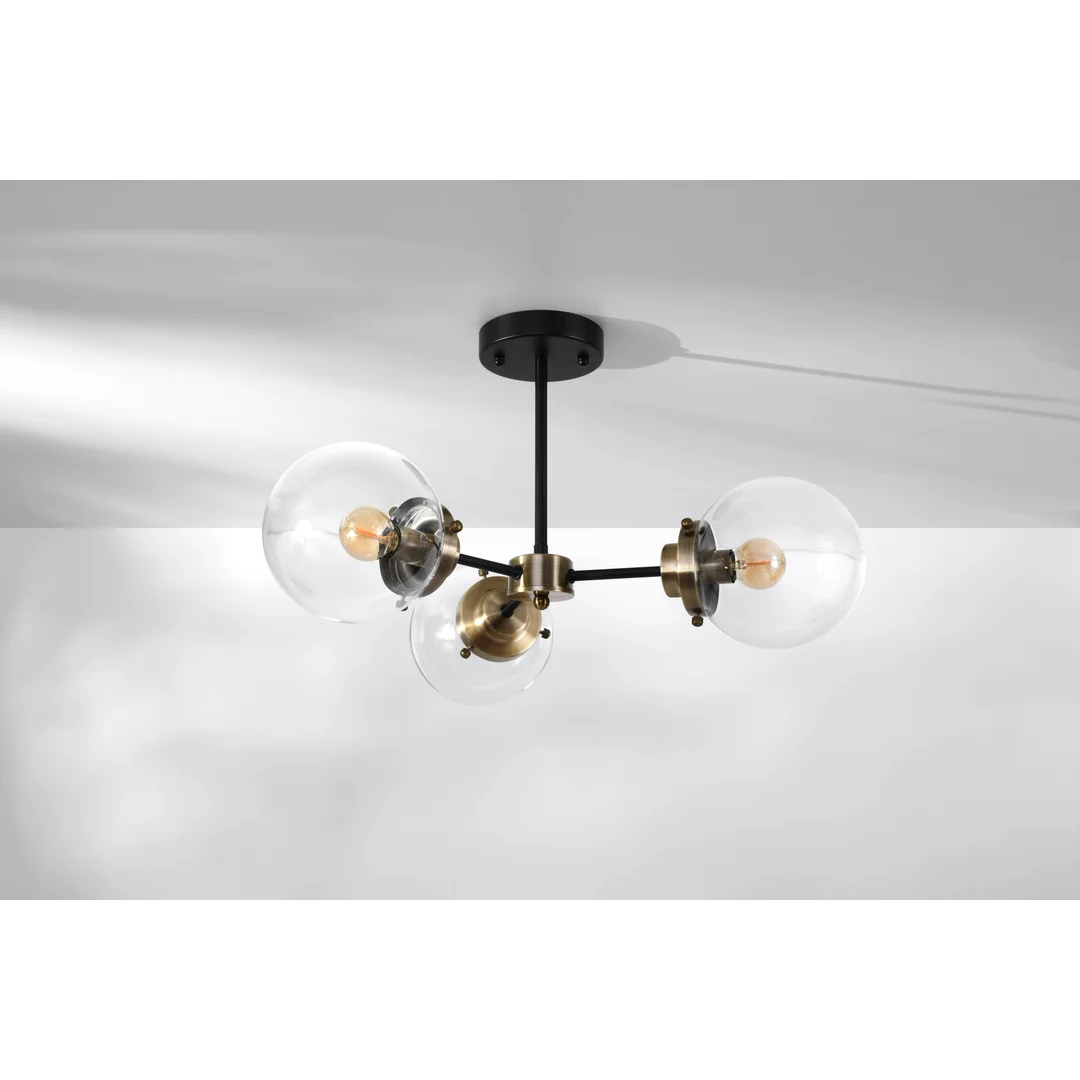 Lens lampa sufitowa czarny+patynowy 3x40w e14 klosz bezbarwny — zdjęcie 3