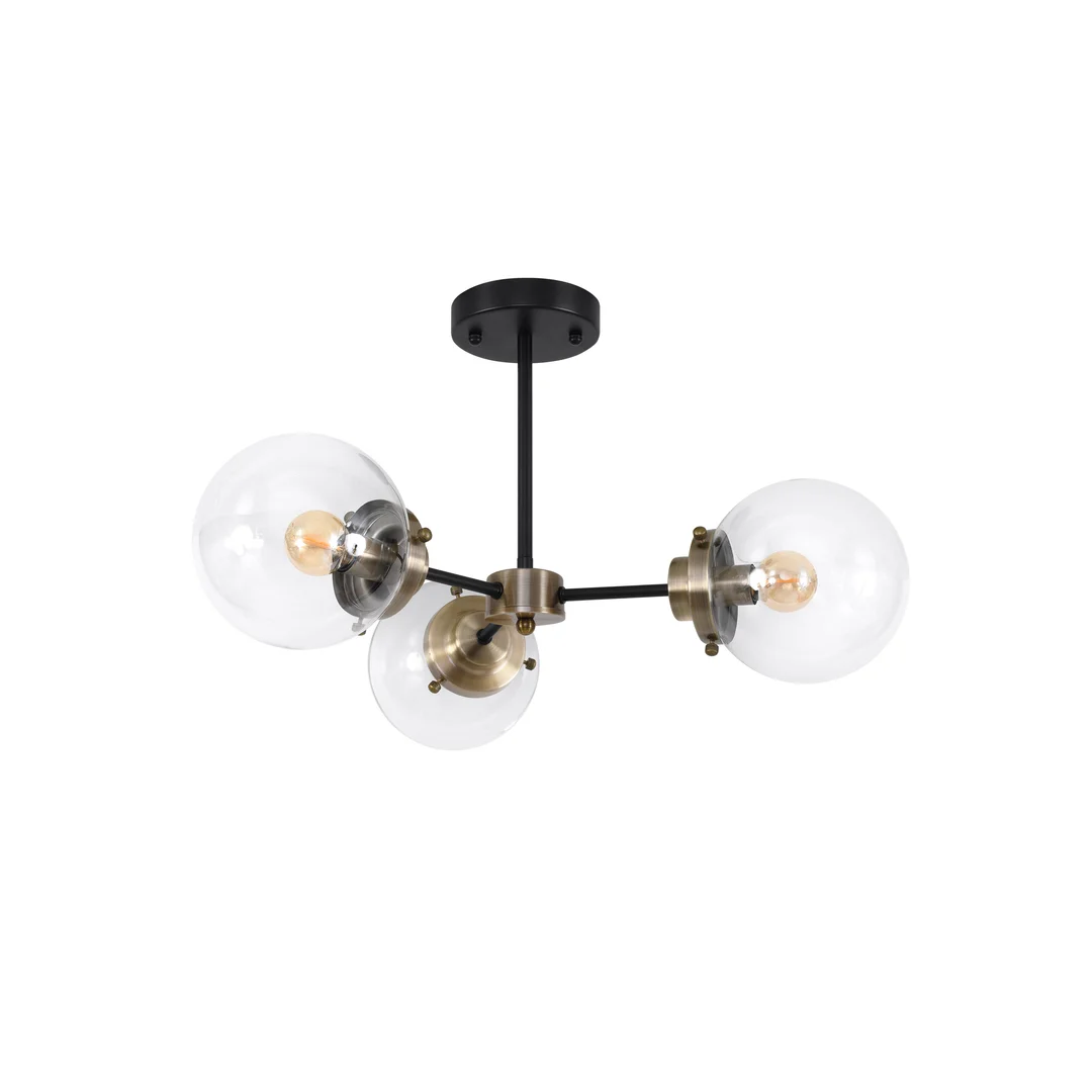 Lens lampa sufitowa czarny+patynowy 3x40w e14 klosz bezbarwny — zdjęcie 4