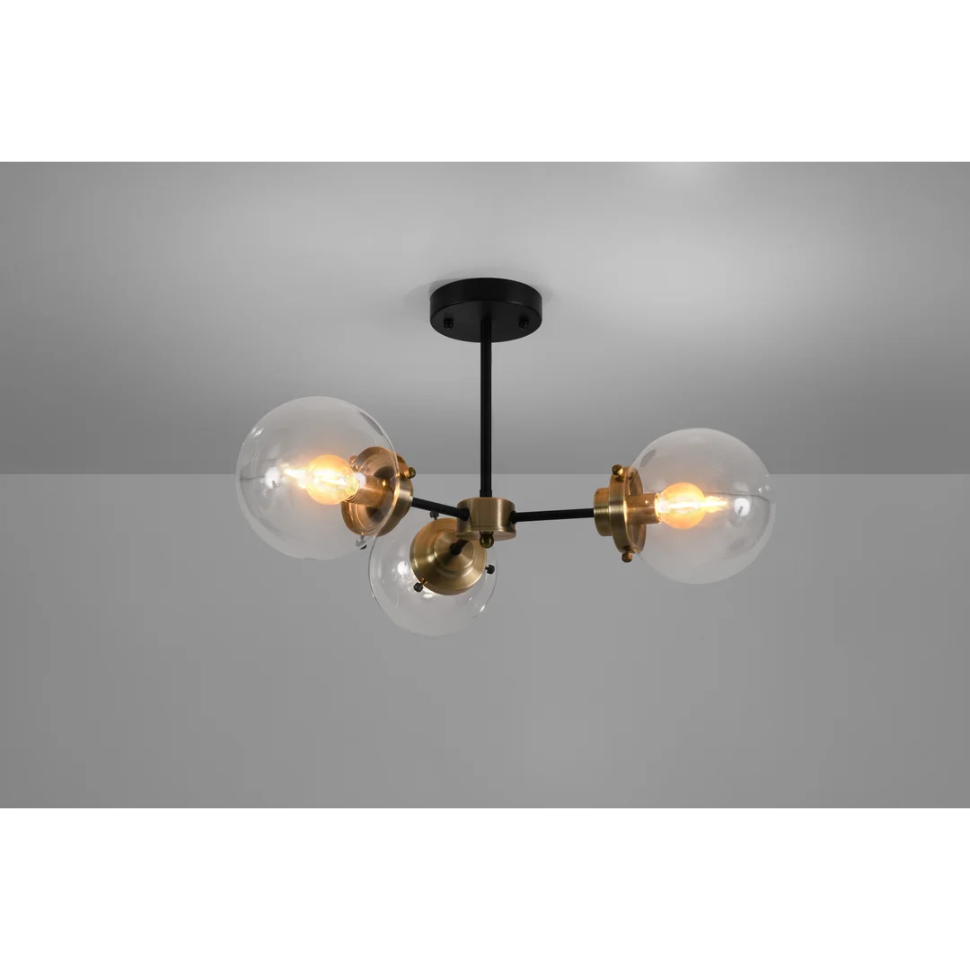 Lens lampa sufitowa czarny+patynowy 3x40w e14 klosz bezbarwny — zdjęcie 5