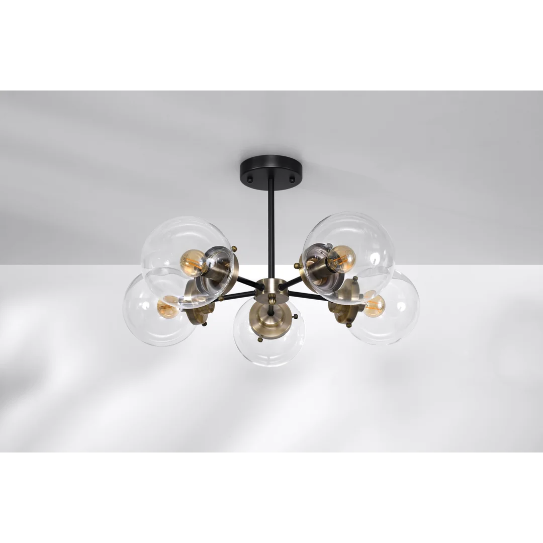 Lens lampa sufitowa czarny+patynowy 5x40w e14 klosz bezbarwny — zdjęcie 2