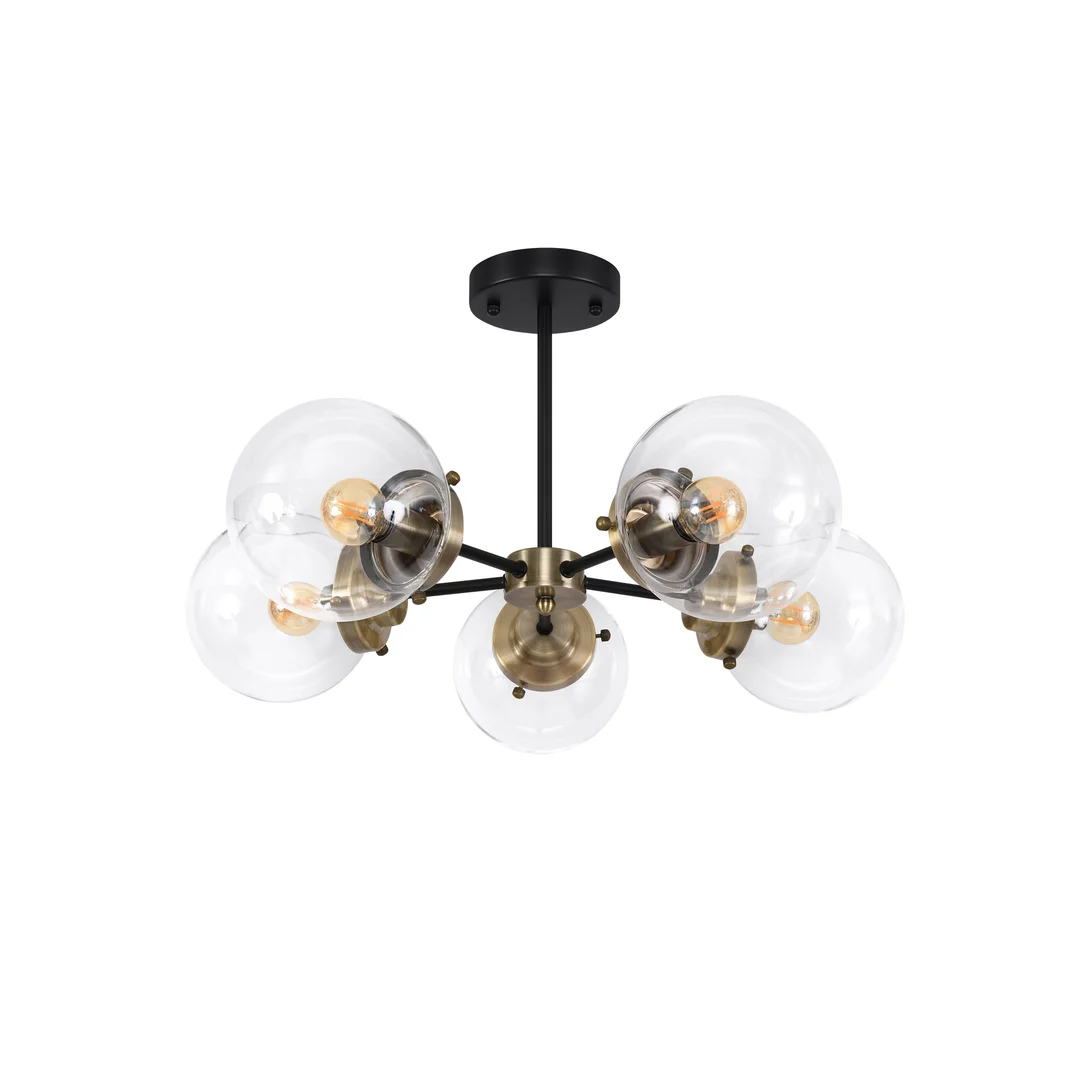 Lens lampa sufitowa czarny+patynowy 5x40w e14 klosz bezbarwny — zdjęcie 3