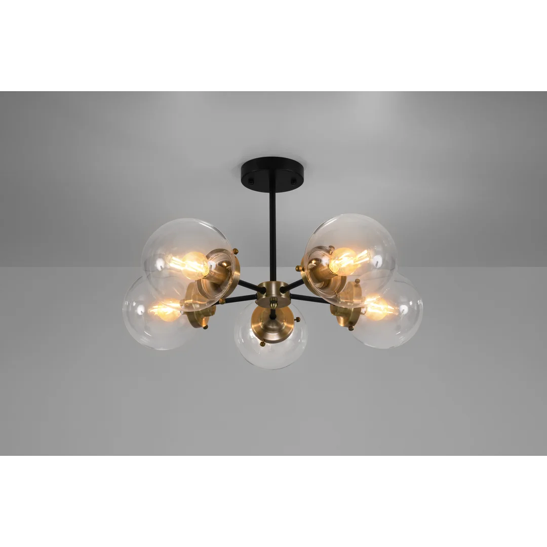Lens lampa sufitowa czarny+patynowy 5x40w e14 klosz bezbarwny — zdjęcie 4