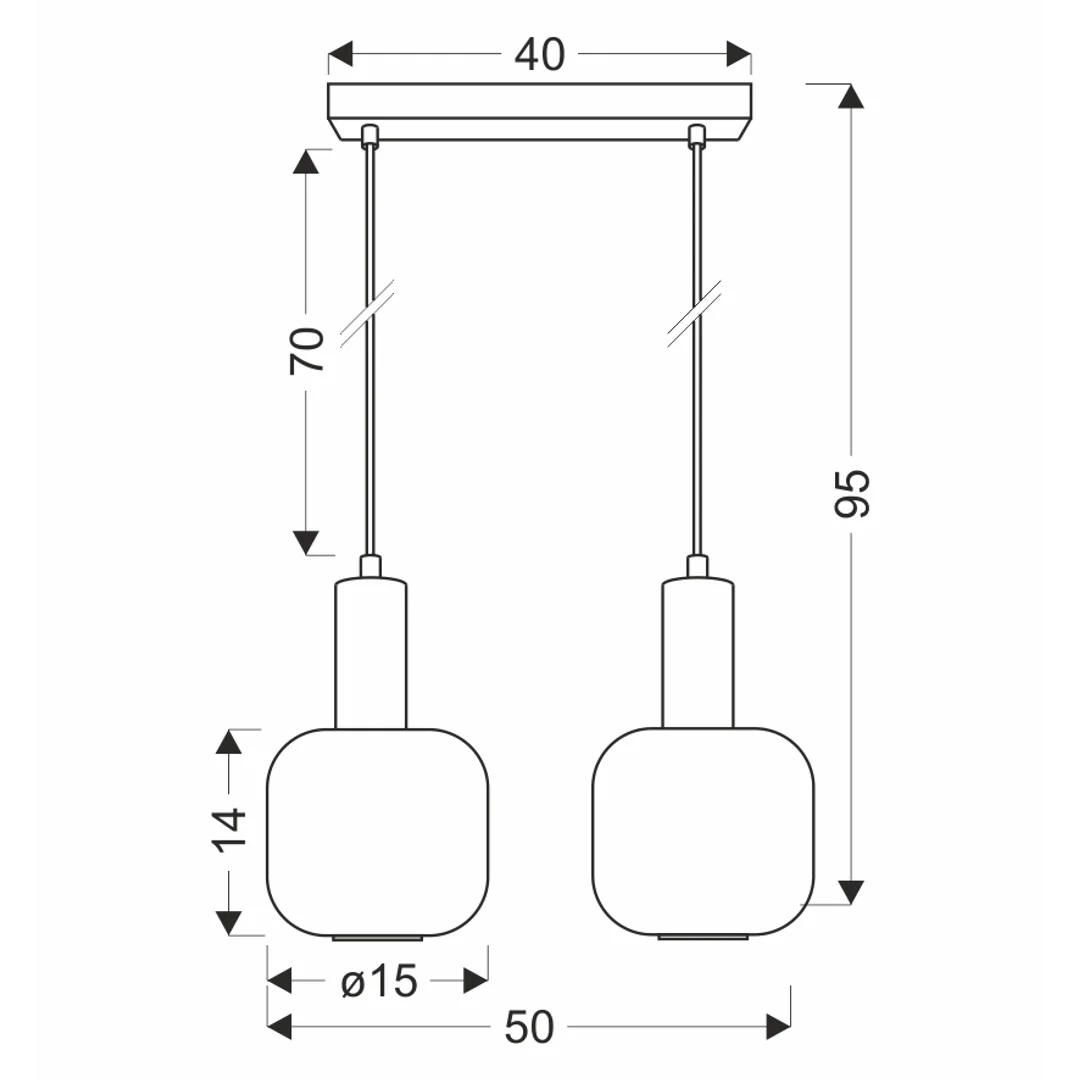 LINOX lampa wisząca czarny 2x40 E27 klosz bursztynowy — zdjęcie 2