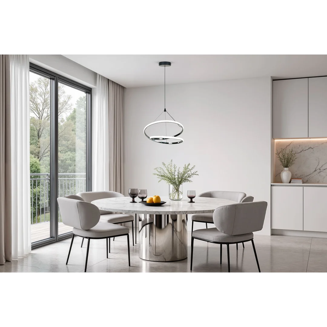 LOCO lampa wisząca czarny+chromowy 30W LED 3000, 4000, 6000K osłonka biała — zdjęcie 2