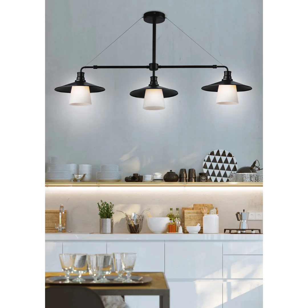 LOFT LAMPA WISZĄCA 3X60W E27 CZARNY — zdjęcie 2
