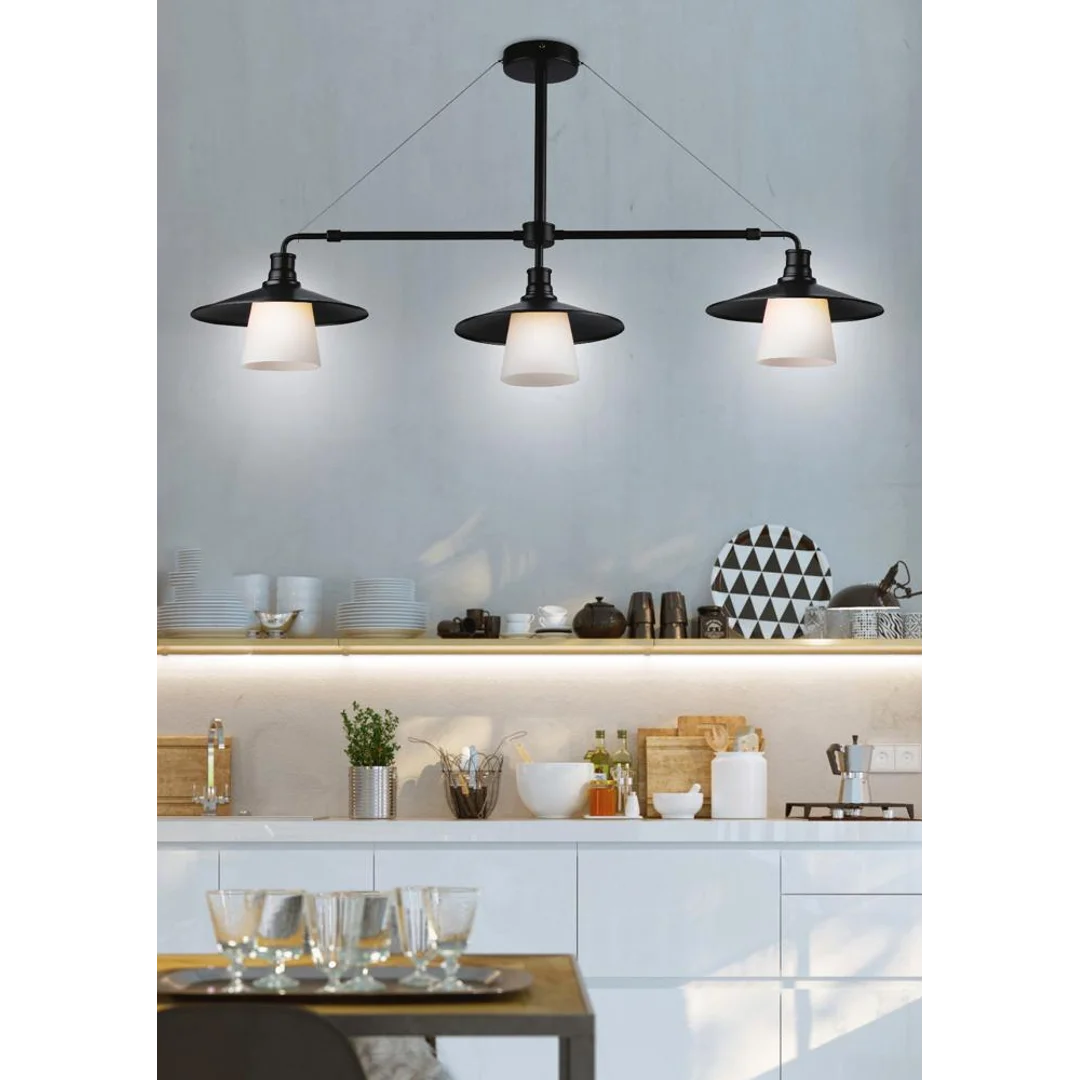 LOFT LAMPA WISZĄCA 3X60W E27 CZARNY — zdjęcie 3
