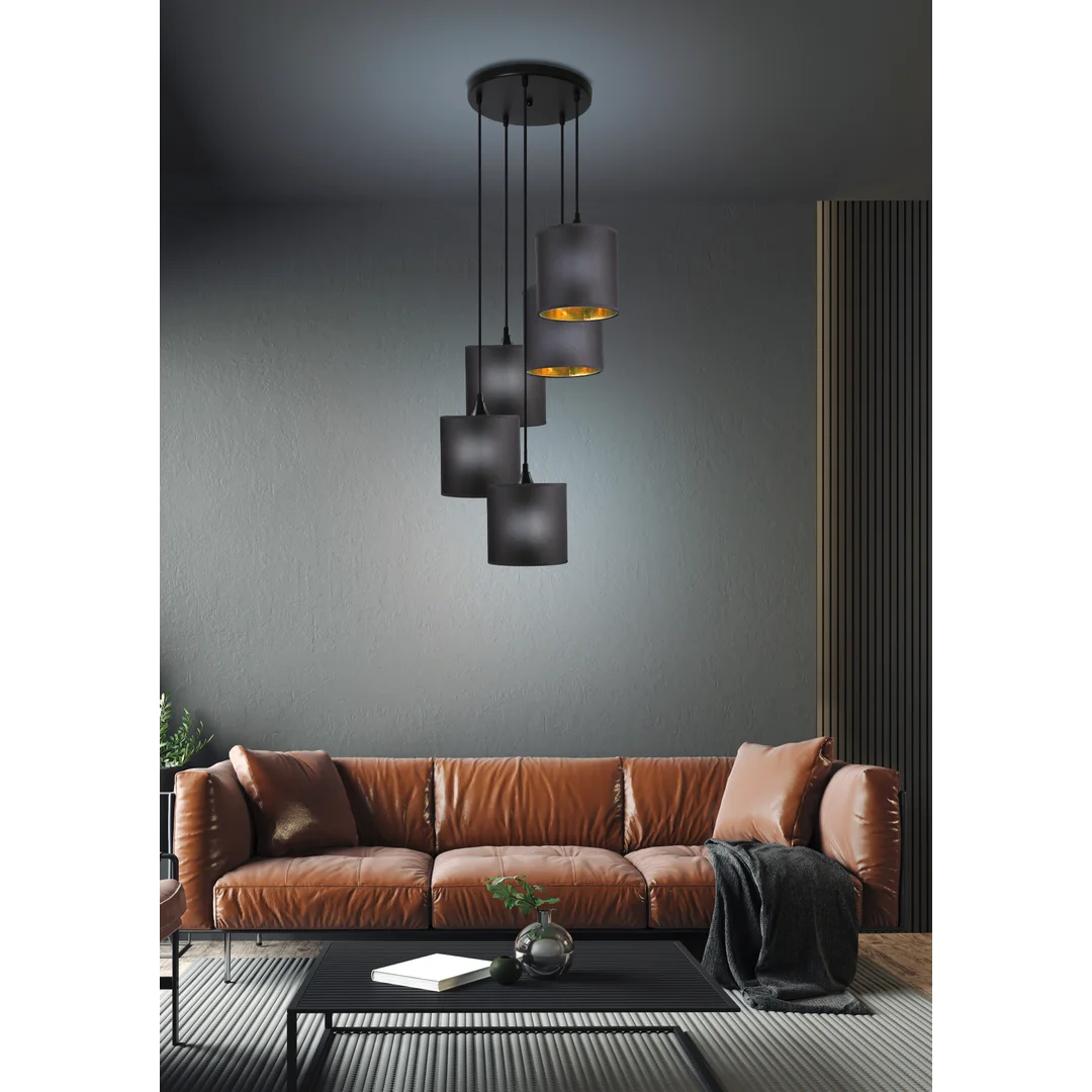 LONG LAMPA WISZĄCA TALERZ 5X40W E14 CZARNY — zdjęcie 2