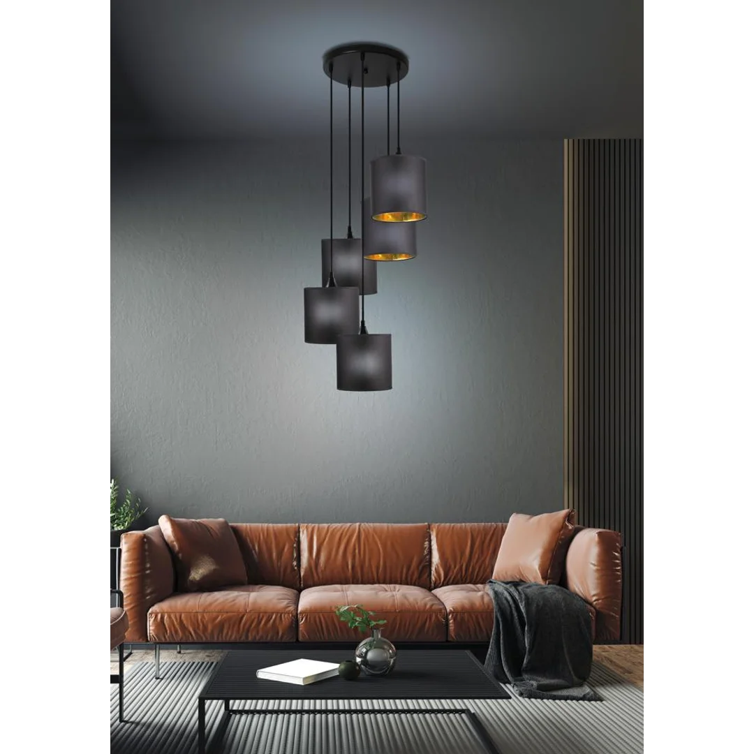 LONG LAMPA WISZĄCA TALERZ 5X40W E14 CZARNY — zdjęcie 3