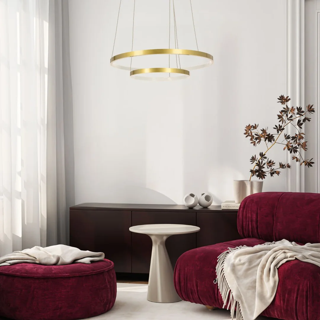 LUNE LAMPA WISZĄCA 50+30 ZŁOTY 40W LED 4000K — zdjęcie 9