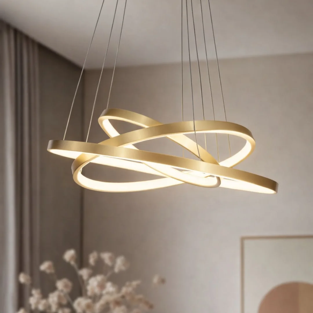 LUNE LAMPA WISZĄCA 50+40+30 ZŁOTY 60W LED 4000K — zdjęcie 2